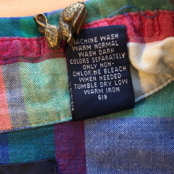 Land's End Men's Madras Short Sleeve Shirt - Picture 4 of 5